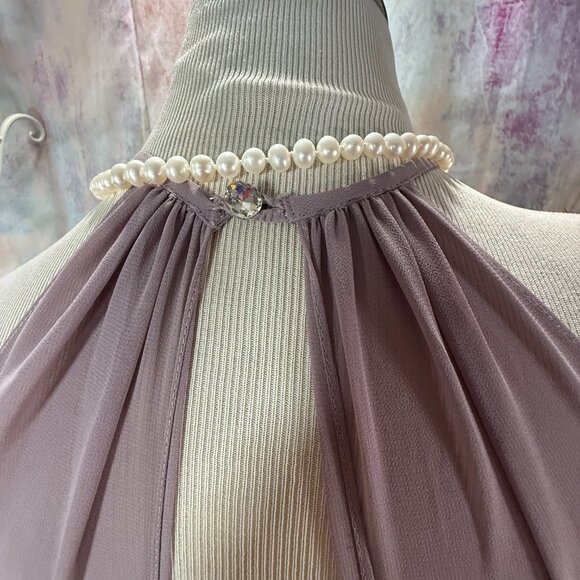 NEW 📌Azazie Pleated Keyhole Back Halter Neckline Chiffon Bridesmaid -Prom Dress - Picture 8 of 15